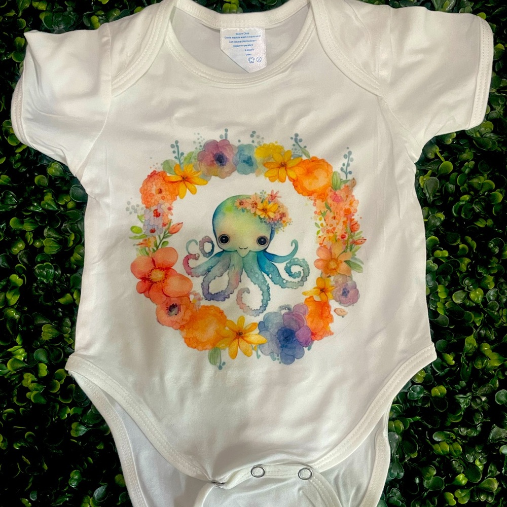 Custom baby onesie sublimated on 100% polyester material